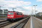 Einfahrt am 24.06.2014 von 111 213-5 mit einem RE (Nürnberg Hbf - Regensburg Hbf) in den Endbahnhof.