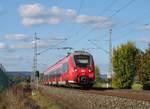 442 308 ist am 16.Oktober 2016 als RE nach Nrnberg bei Knellendorf in Richtung Lichtenfels unterwegs.