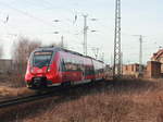 Ausfahrt 442 135 mit 442 635 als RB 24 nach Senftenberg aus dem Bahnhof Lübben (Spreewald), Version 2 (mit 0,5 Grad nach links)