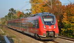 RB24 nach Senftenberg mit 442 820 am 16.10.18 Röntgental bei Berlin.