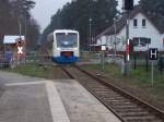 Bahnhof  Bad Saarow Der Zug der OE35 kommt von   Frstenwalde/Spree   Der Zug ist von der Firma STADLER VT 304 ausgeliehen bis Ende Februar 2009  Aufgenommen am 16 Dezember 2008  