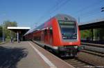 Auf Gleis 1 im Brandenburger Hauptbahnhof ist der RE1 (RE 18150) aus Frankfurt(Oder) angekommen.