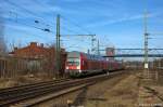 RE1 (RE 69521) von Berlin Wannsee nach Brandenburg Hbf, bei der Einfahrt in den Brandenburger Hbf.