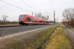 Ein Doppelpack GTW 2/6 auf Dienstfahrt durch Nassenheide am 18.02.2014.