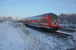 Am 27.12.2014 schiebt die BR 112 (112 104) den RE 5 (4355) nach Lutherstadt Wittenberg.