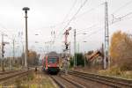 RB43 (RB 28888) von Cottbus nach Falkenberg(Elster), bei der Ausfahrt aus Calau (Niederlausitz) und gezogen hatte die 143 193-1.