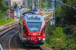 RE 9 von Sassnitz nach Lietzow ist auf dem Bahnhof Lancken abgefahren.