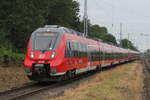 442 357+442 844 als Hanse-Sail Verstärker von Warnemünde nach Rostock Hbf bei der Einfahrt im Haltepunkt Rostock-Bramow.11.08.2017 Foto wurde am Ende des Bahnsteigs gemacht.