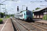 SALZBERGEN (Landkreis Emsland), 09.05.2018, ET 4.05 als RB61 nach Hengelo/Niederlande bei der Ausfahrt aus dem Bahnhof Salzbergen