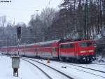 111 114 schiebt den RE9 (4868) aus Eschweiler Hbf raus Richtung Aachen Hbf.