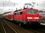 BR 111 als RE4 nach Dortmund Hauptbahnhof im Bahnhof Wuppertal-Oberbarmen.(25.10.2014)   