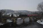 RB20 Halle-Eisenach (Saale) mit 182 561-1/ES 64 U2 061 25.01.2014 in Bad Kösen auf der Saale Brücke 