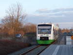 EB VT 002 als EB 6074 von Buttstädt nach Sömmerda, am 22.02.2018 in Olbersleben-Ellersleben.