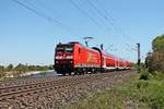 Am 05.05.2016 fuhr 146 116-9  Baden Württemberg erfahren/Landkreis Lörrach  mit ihrem RE (Offenburg - Basel Bad Bf) bei Scherzingen in Richtung Bad Krozingen.