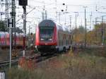 Ein Doppelstocksteuerwagen in Karlsruhe am 5.-11-2009