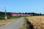 Pilgersonderzug RE 28621 mit 218 409-1 als Schublok nach Beuron bei Donaueschingen - Aufen am 13.07.2013