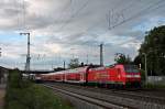 Ausfahrt von 146 110-2  Baden-Württemberg erfahren  am 28.05.2014 mit RE 5342 (Müllheim (Baden) - Freiburg (Brsg) Hbf) in Müllheim (Baden).