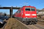 Ausfahrt am 20.02.2014 von 111 062-6  Neuenburg (Baden)  mit RB 26575 (Offenburg - Basel Bad Bf) in Orschweier.