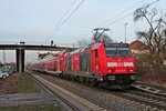 Mit einem RE (Basel Bad Bf - Offenburg) fuhr am 03.02.2015 die Freiburger 146 236-5  Schwarzwaldbahn Erlebnispfad  in den Bahnhof von Orschweier ein.