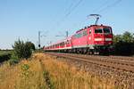 Nachschuss auf die Freiburger 111 061, welche am 10.07.2015 bei Hügelheim ihre RB (Basel Bad Bf - Offenburg) in Richtung Buggingen schob.