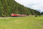 17.06.2014; 111 031 mit RB nach Garmisch-Partenkirchen; hier bei Bichlbach -425 Ersatzzug-