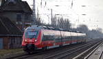 DB Regio Nordost mit der RB 24 nach Eberwalde mit  442 321  am 27.01.21 Berlin Buch. 