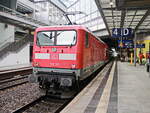 Berlin Südkreuz am 17. Januar 2022 steht RB 10 mit der Schublok 112 111 am Gleis 4