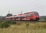 BR 442 357 nach der Überführungsfahrt nun als RE1 ab Büchen, nach Schwerin unterwegs. Circa 3km östlich von Büchen 28.09.2017