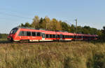 Überführungsfahrt einer 442 852 kommend aus Schwerin, unterwegs zum Bahnhof Büchen. 3km östlich von Büchen 16.10.2017