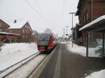 RE 36064 von Magdeburg nach Uelzen bei der Ausfahrt vom Bahnhof Stederdorf (Kr.Uelzen). BR 642 223 + 723 am 14.01.2010