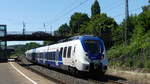 Ein Talent 2 von National-Express durchfährt Wuppertal Sonnborn in Fahrtrichtung Wuppertal Hbf. Aufgenommen am 2.7.2018 14:54