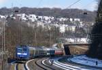 185 CL-009 im Auftrag der Eurobahn mit RE13 nach Mnchengladbach kurz vor Wuppertal - Zoologischer Garten. 16.02.2010 - 12:41Uhr