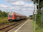 RE 3707 verlsst am 11.9.2009 Bhlen (b.Leipzig) Richtung Reichenbach (Vogtland).