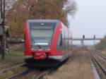 RB36708 von Rathenow nach Stendal kurz vor der Ausfahrt im Bahnhof Schnhausen(Elbe).Aufgenommen am 29.10.07