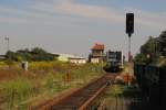 Burgenlandbahn 672 904  HappyCorax  (672 904-0 D-DB) als RB 25815 aus Merseburg, bei der Einfahrt in in Querfurt; 07.09.2010