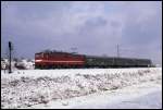 DR 251003 ist am 14.2.1990 um 14.33 Uhr bei Braune Sumpf mit dem P 16484 in Richtung Rübeland unterwegs.