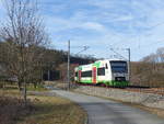 EB VT 328 als EB 81039 von Saalfeld (Saale) nach Blankenstein (Saale), am 25.02.2019 bei Kaulsdorf (Saale).