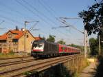 DB 182 501-7 mit der RB 16312 von Halle (S) Hbf nach Eisenach, am 06.09.2013 in Erfurt-Bischleben.