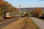 Goldener November in Hohenlohe. Mein letztes Motiv des Tages aus Hohenlohe war Wagen 917 als S4 nach Schwaigern West bei Wieslensdorf. Aufgenommen am 02.11.2011.