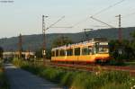 TW 8** und 854 im goldenen Abendlicht auf dem Weg von Baden-Baden nach Menzingen. In Kürze wird das Duo seinen nächsten Halt Malsch erreichen. Aufgenommen am 23.07.2012.