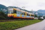 OeBB/AVG: Anlässlich eines Bahnfestes im August 1995 verkehrte der Karlsruher S-Bahn Triebzug 821 auf der Oensingen Balsthal Bahn im planmässigen Dienst.