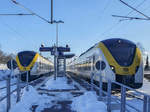 Bahnhof Döggingen, 10.01.2021: Links ET 1440 682 mit S10 nach Villingen (Schwarzwald) und rechts ET 1440 190 mit S10 nach Freiburg (Breisgau) Hbf.