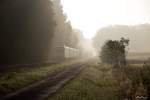 Morgenstund´hat Gold im Mund. Ich war heute (26.8.11) an meiner `Hausstrecke`, der KBS 729 in der Nhe von Gottenheim um die BSB zu fotografieren. Was dabei heraus kam, war ein berbelichtetes Nebelfoto. Ich hoffe es gefllt trotzdem.
