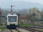 VT 005  Ihringen am Kaiserstuhl  als Breisgau S-Bahn kurz vor der Ankunft in Breisach. Wenige Minuten spter geht es dann zurck nach Freiburg. 20.4.2013
