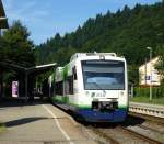 BSB-Triebwagen im Bahnhof von Waldkirch, zur Weiterfahrt nach Elzach, Juli 2014