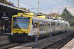 FREIBURG im Breisgau, 01.10.2014, Regionalbahn der Breisgau-S-Bahn GmbH nach Elzach; dieser Zug führt als letzten Wagen einen Wagen der Muttergesellschaft SWEG, der nicht in den