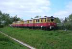 Sommer 2005 Berlin - Lbars, Ehem. Industriebahn Tegel - Friedrichsfelde. ES 165 248, Hermsodrf geschildert - mit  Rntgental  Schild an der Seite.