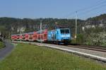 146 013 am 24.04.19 zwischen Rathen und Königstein