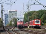 Zugkreuzung mit BR 472 als S21 nach Aumühle und 218 329; Hamburg, 05.09.2014  