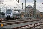 Nachschuss auf 1442 661 (Bombardier Talent 2) der S-Bahn Mitteldeutschland (MDSB II | DB Regio Südost) als S 37847 (S8) von Bitterfeld nach Halle(Saale)Hbf, die das Gleisvorfeld von